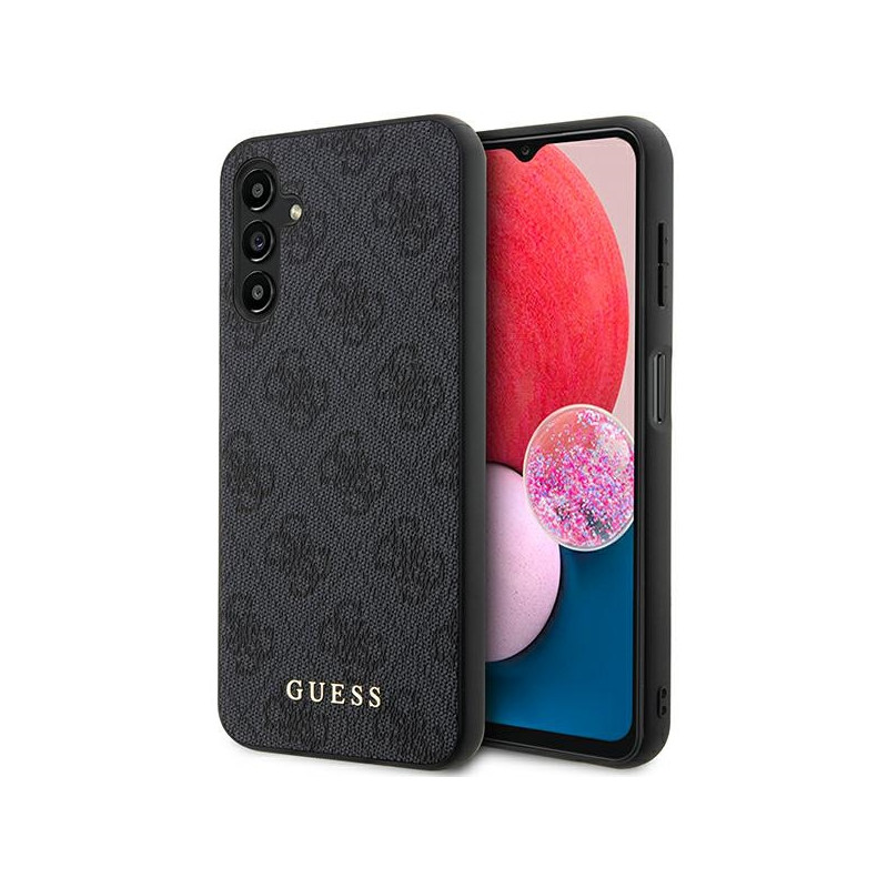 Guess 4G Metal Gold Logo dėklas, skirtas Samsung Galaxy A14 - pilkas