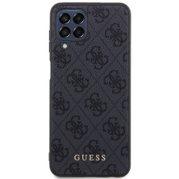 Guess 4G Metal Gold Logo dėklas, skirtas Samsung Galaxy M33 5G - pilkas
