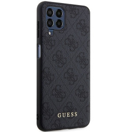 Guess 4G Metal Gold Logo dėklas, skirtas Samsung Galaxy M33 5G - pilkas