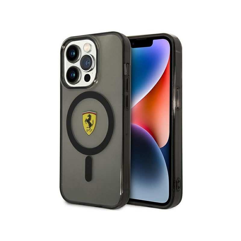 Ferrari Translucent MagSafe dėklas iPhone 14 Pro - juodas