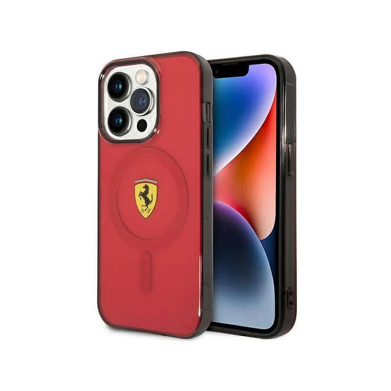 Ferrari Translucent MagSafe dėklas iPhone 14 Pro - raudonas