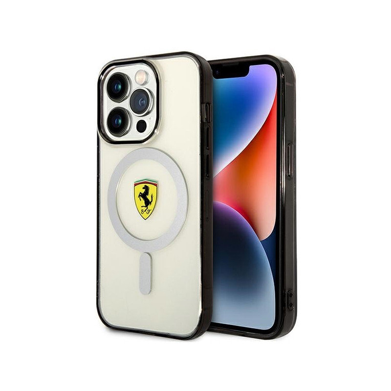 Ferrari Outline MagSafe dėklas iPhone 14 Pro - skaidrus