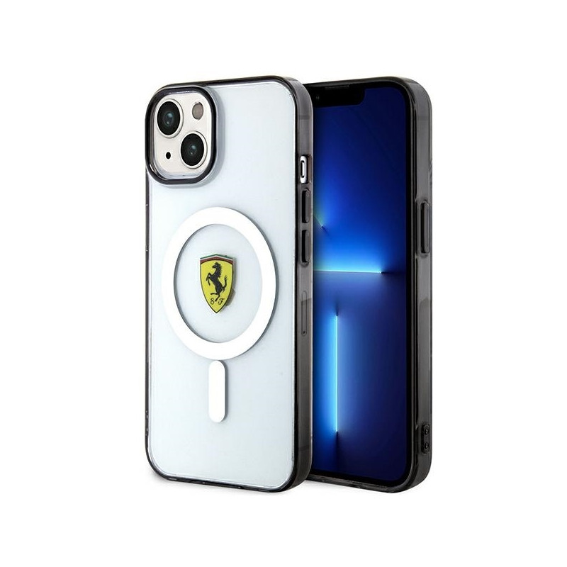 Ferrari Outline MagSafe dėklas iPhone 14 Plus - skaidrus