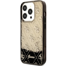 Guess Liquid Glitter 4G Transculent dėklas iPhone 14 Pro - juodas
