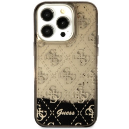 Guess Liquid Glitter 4G Transculent dėklas iPhone 14 Pro - juodas