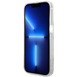 Guess Liquid Glitter Marble dėklas iPhone 14 Pro - baltas