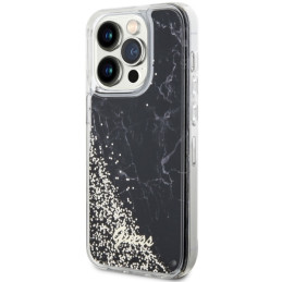 Guess Liquid Glitter Marble dėklas iPhone 14 Pro - juodas