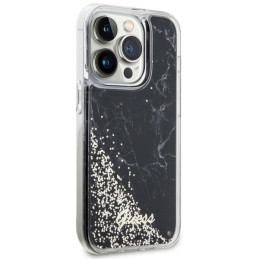 Guess Liquid Glitter Marble dėklas iPhone 14 Pro - juodas