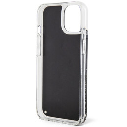 Guess Liquid Glitter Marble dėklas iPhone 14 - juodas