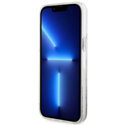 Guess Liquid Glitter Marble dėklas, skirtas iPhone 14 Pro Max - baltas