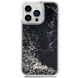 Guess Liquid Glitter Marble dėklas, skirtas iPhone 14 Pro Max - juodas