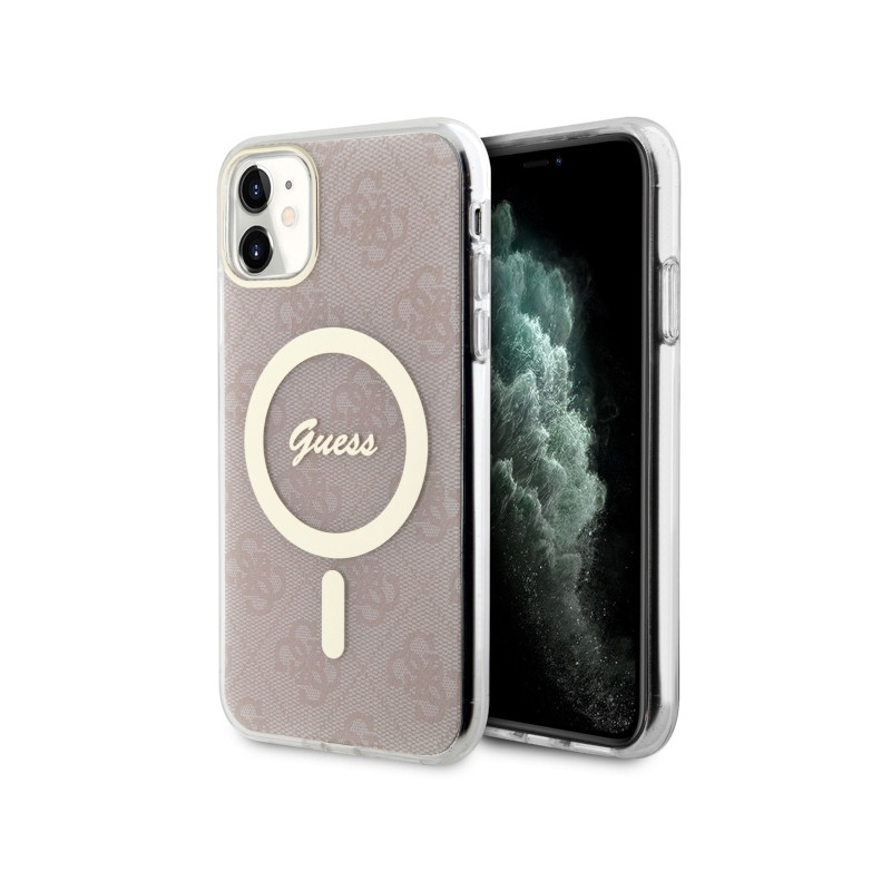 Guess 4G MagSafe dėklas iPhone 11 - rožinis