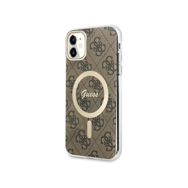 Guess 4G MagSafe dėklas iPhone 11 - rudas