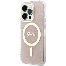 Guess 4G MagSafe dėklas iPhone 14 Pro - rožinis