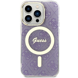 Guess 4G MagSafe dėklas iPhone 14 Pro - violetinis