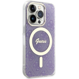 Guess 4G MagSafe dėklas iPhone 14 Pro - violetinis