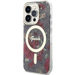 Guess Flower MagSafe dėklas iPhone 14 Pro - žalias