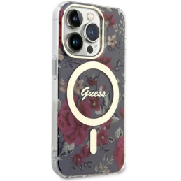 Guess Flower MagSafe dėklas iPhone 14 Pro - žalias