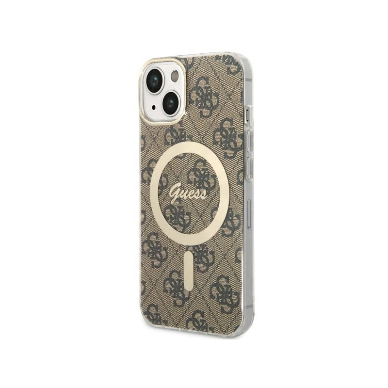 Guess 4G MagSafe dėklas iPhone 14 Plus - rudas