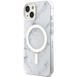 Guess Marble MagSafe dėklas iPhone 14 Plus - baltas