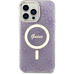 Guess 4G MagSafe dėklas iPhone 14 Pro Max - violetinis