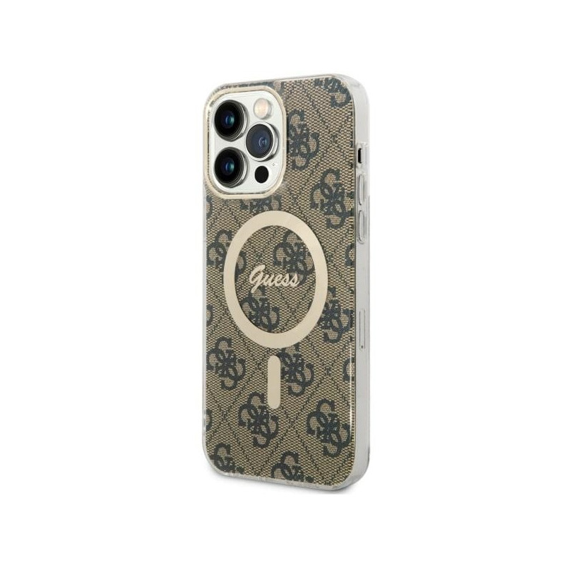 Guess 4G MagSafe dėklas iPhone 14 Pro Max - rudas