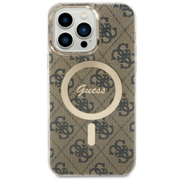 Guess 4G MagSafe dėklas iPhone 14 Pro Max - rudas