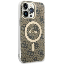 Guess 4G MagSafe dėklas iPhone 14 Pro Max - rudas