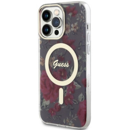 Guess Flower MagSafe dėklas iPhone 14 Pro Max - žalias
