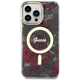 Guess Flower MagSafe dėklas iPhone 14 Pro Max - žalias