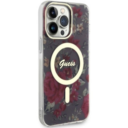 Guess Flower MagSafe dėklas iPhone 14 Pro Max - žalias
