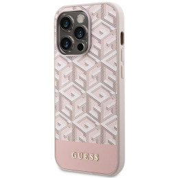 Guess GCube Stripes MagSafe dėklas iPhone 14 Pro - rožinis