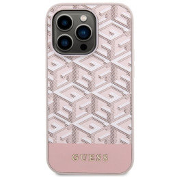 Guess GCube Stripes MagSafe dėklas iPhone 14 Pro - rožinis