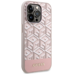 Guess GCube Stripes MagSafe dėklas iPhone 14 Pro - rožinis
