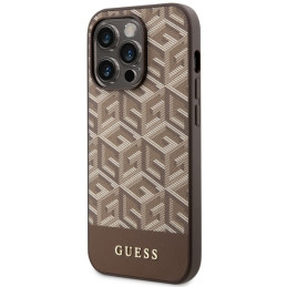 Guess GCube Stripes MagSafe dėklas iPhone 14 Pro - rudas