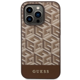 Guess GCube Stripes MagSafe dėklas iPhone 14 Pro - rudas