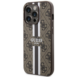 Guess 4G Printed Stripes MagSafe dėklas iPhone 14 Pro - rudas