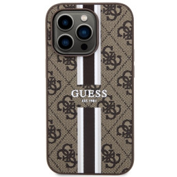 Guess 4G Printed Stripes MagSafe dėklas iPhone 14 Pro - rudas