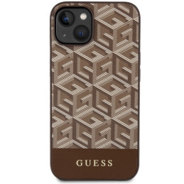 Guess GCube Stripes MagSafe dėklas iPhone 14 Plus - rudas