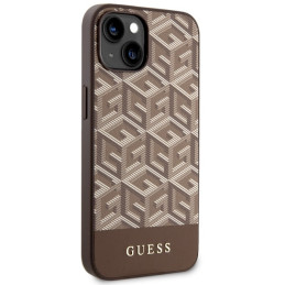 Guess GCube Stripes MagSafe dėklas iPhone 14 Plus - rudas