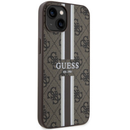 Guess 4G Printed Stripes MagSafe dėklas iPhone 14 Plus - rudas