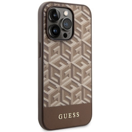 Guess GCube Stripes MagSafe dėklas iPhone 14 Pro Max - rudas