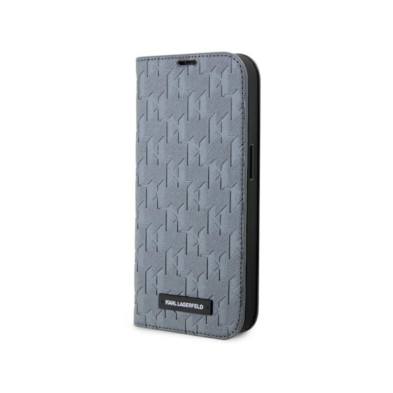 Karl Lagerfeld Saffiano Monogram dėklas iPhone 14 Pro - sidabras