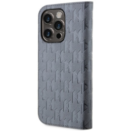 Karl Lagerfeld Saffiano Monogram dėklas iPhone 14 Pro - sidabras