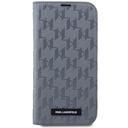 Karl Lagerfeld Saffiano Monogram dėklas iPhone 14 Pro - sidabras