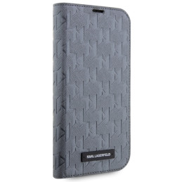 Karl Lagerfeld Saffiano Monogram dėklas iPhone 14 Pro - sidabras