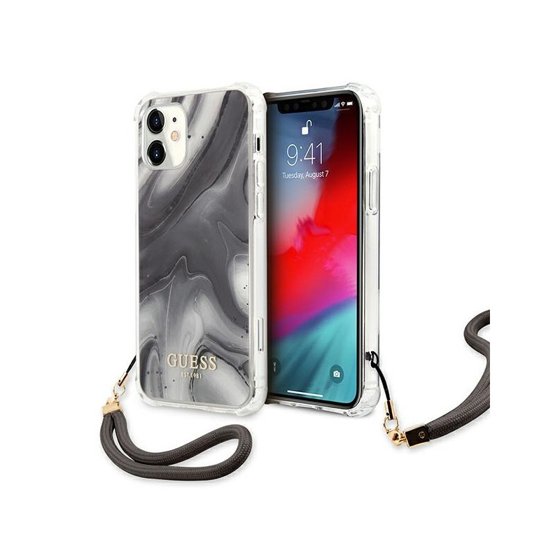 Guess Marble Collection dėklas iPhone 12 mini - pilkas