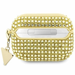 Guess Rhinestone Triangle Charm dėklas, skirtas AirPods Pro – auksinis