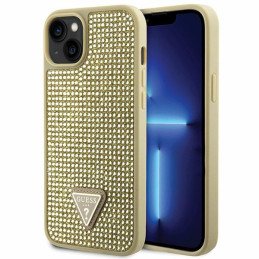 Guess Rhinestone Triangle dėklas iPhone 14 - auksinis