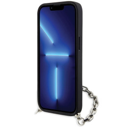 Karl Lagerfeld Saffiano Monogram Chain dėklas iPhone 14 - sidabrinis
